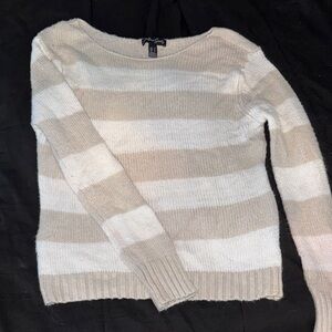 Fashion nova Striped Beige and White Women's Sweater